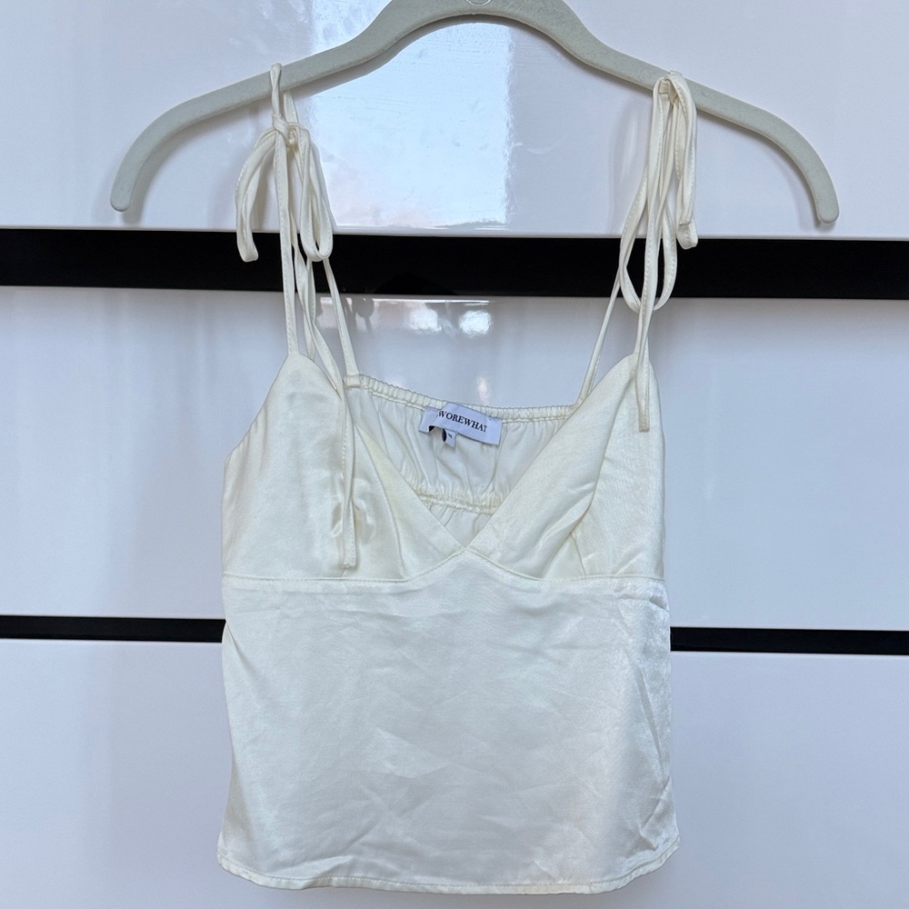 WeWoreWhat Cream Satin Camisole